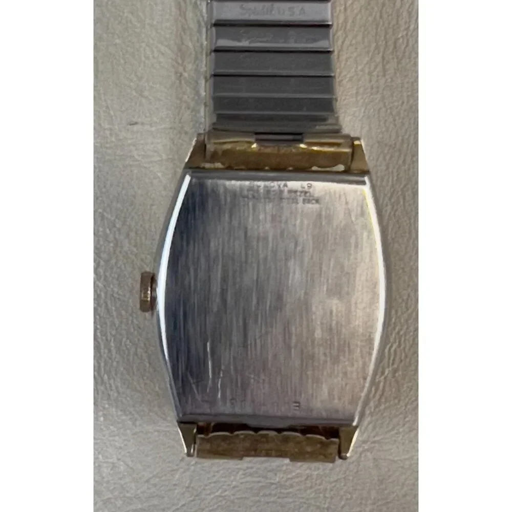 Vintage BULOVA L9 Men's Square Watch 10K Rolled Gold Parts/Repair 17 Jewels - Picture 8 of 9